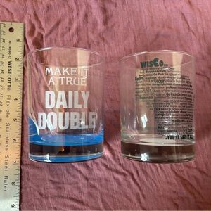 Jeopardy and Wisconsin Themed Rocks Glasses